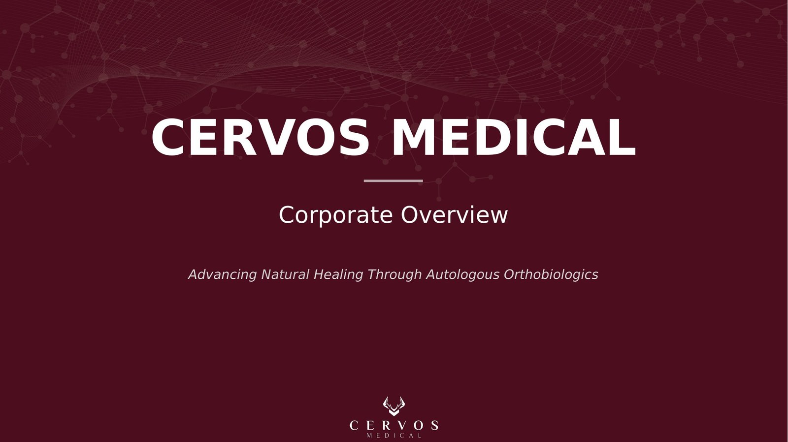 Cervos Corporate Overview — slide 1 of 15